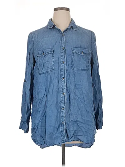 Pre-owned Intro Long Sleeve Button Down Shirt In Blue