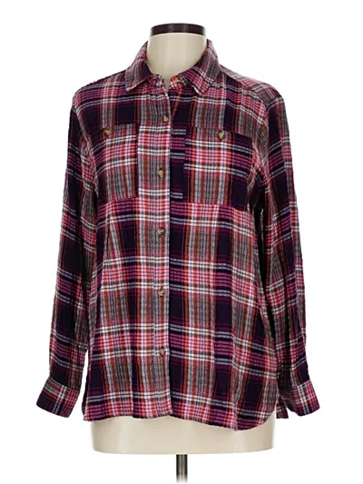 Pre-owned Intro Long Sleeve Button Down Shirt In Burgundy