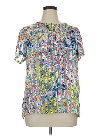 Pre-owned Intro Short Sleeve Blouse In Blue