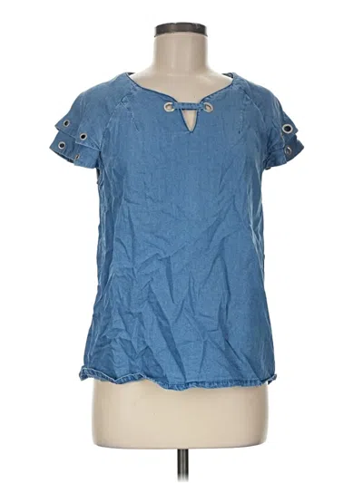 Pre-owned Intro Short Sleeve Blouse In Blue