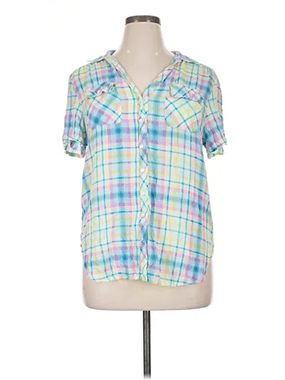 Pre-owned Intro Short Sleeve Blouse In Green