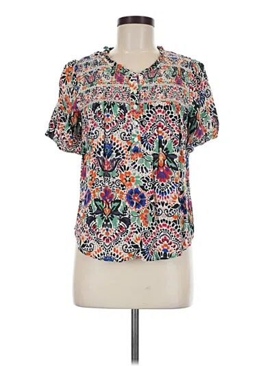 Pre-owned Intro Short Sleeve Blouse In Ivory