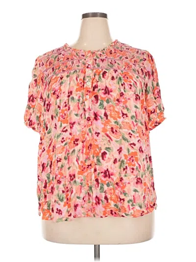Pre-owned Intro Short Sleeve Blouse In Pink