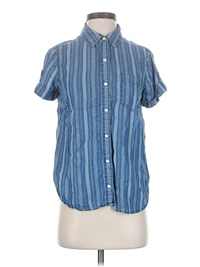 Pre-owned Intro Short Sleeve Button Down Shirt In Blue