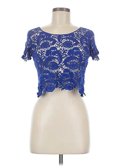 Pre-owned Intro Short Sleeve Top Blue Sweetheart Neckline Tops