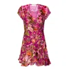 Introvertie Vienna Pink / Purple Alice Lady Rose Silk Wrap Dress Mini In Pink/purple