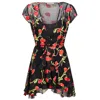 Introvertie Vienna Women's Black Alice Poppy Silk Wrap Dress Mini In Black