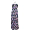 Introvertie Vienna Women's Black / Pink / Purple Forgot About You Flowy Bandeau Viscose Lurex Maxi Dress - Hibiscus Har In Black/pink/purple
