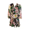 Introvertie Vienna Women's Soho Mini Viscose Lurex Balloon Sleeve Dress - Secret Garden In Black