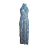 Introvertie Vienna Women's Blue High-neck Stretch Jersey Nolita Maxi Dress In Blue