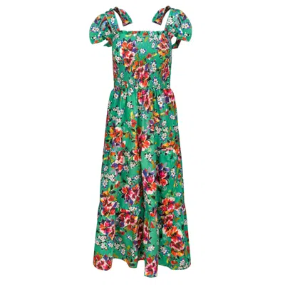 Introvertie Vienna Women's Green Girl Got Pockets Tiered Cotton Maxi Dress