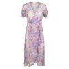 Introvertie Vienna Women's Pink / Purple Vienna Lucky Lilacs Silk Wrap Dress Maxi In Pink/purple