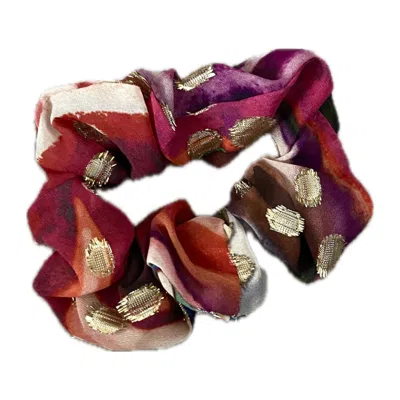 Introvertie Vienna Women's Pink / Purple Viscose Lurex Scrunchie In Pink/purple