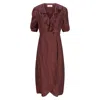 Introvertie Vienna Women's Red Cornwall Burgundy Bliss Linen Wrap Dress Maxi In Red