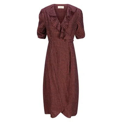 Introvertie Vienna Women's Red Cornwall Burgundy Bliss Linen Wrap Dress Maxi