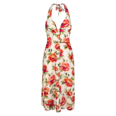Introvertie Vienna Women's White Darling Hedy Neckholder Silk Dress