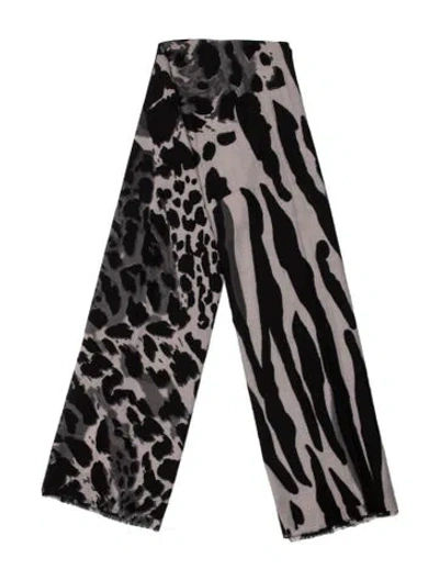 Pre-owned Intuition Paris Animal Print Scarf W/ Tags In Gray