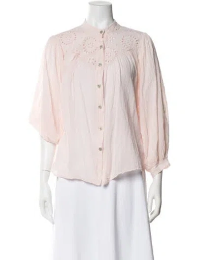 Pre-owned Intuition Paris Three-quarter Sleeve Blouse In Pink