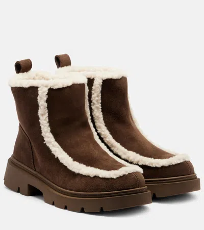 Inuikii Biker Suede Ankle Boots In Brown