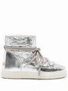 Inuikii Bomber Star Metallic Sneaker Boots In Silver Red