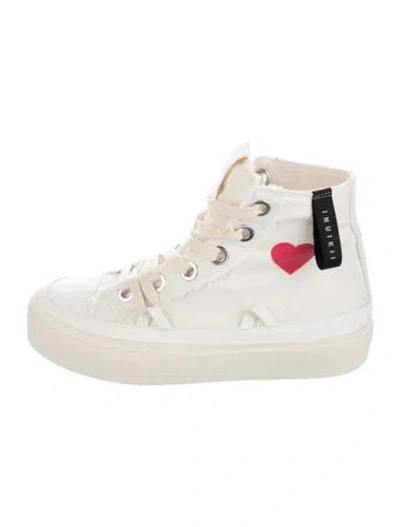 Pre-owned Inuikii Canvas Colorblock Pattern Sneakers In White
