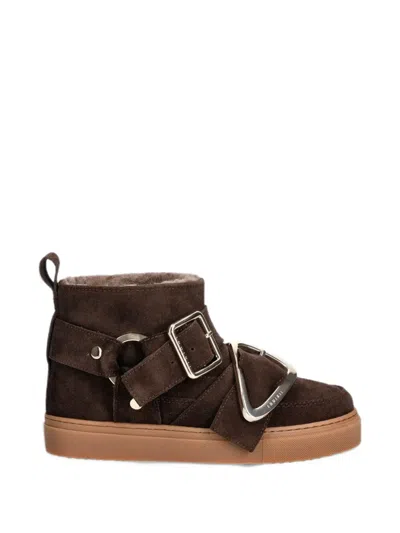 Inuikii Classic Low Buckle Suede Boots In Brown