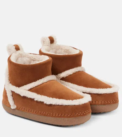 Inuikii Classic Low Shearling-trimmed Suede Snow Boots In Brown