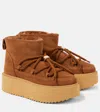 Inuikii Shearling-lining Suede Platform Boots In Brown
