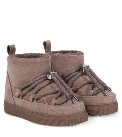 Inuikii Kids' Classic Low Suede Snow Boots In Animal Print