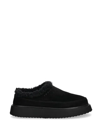Inuikii Classic Micro Shearling-trim Slippers In Black