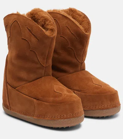 INUIKII COWBOY EMBROIDERED SUEDE SNOW BOOTS