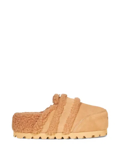 Inuikii Cozy Shearling-trim Mules In Neutral