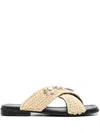 Inuikii Crossover-strap Slides In Neutrals