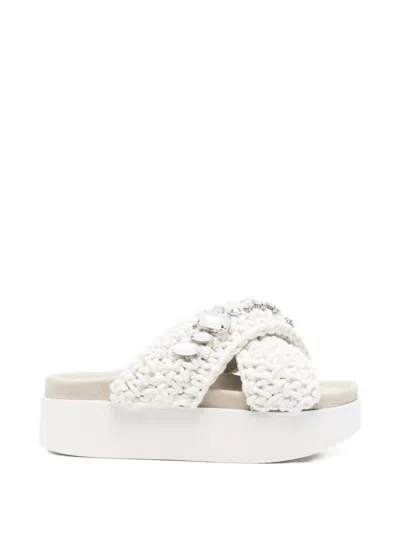 Inuikii Crystal-embellished Woven Sandals In White
