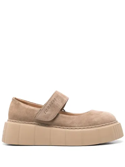 Inuikii Debossed-logo Ballet Flatforms In Neutrals