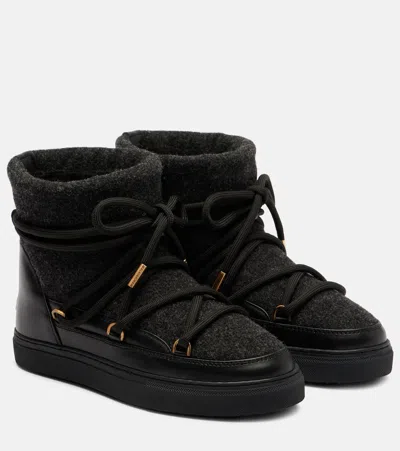 Inuikii Felt Leather-trimmed Snow Boots In Black