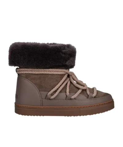 Inuikii Fleece-trim Lace-up Boots In Brown