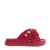 Inuikii Fuchsia Cross Cross Wedge Slipper In Burgundy