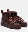 Inuikii Full Leather Gloss Leather Snow Boots In Burgundy