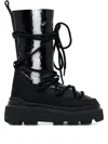 Inuikii Lace-up Patent Combat Boots In Schwarz