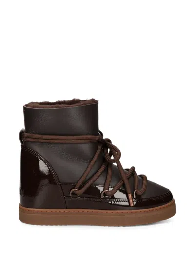 Inuikii Lace-up Patent-leather Boots In Brown