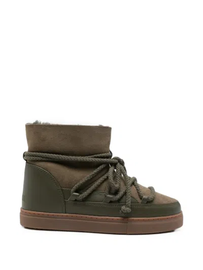 Inuikii Lace-up Suede Ankle Boots In Green