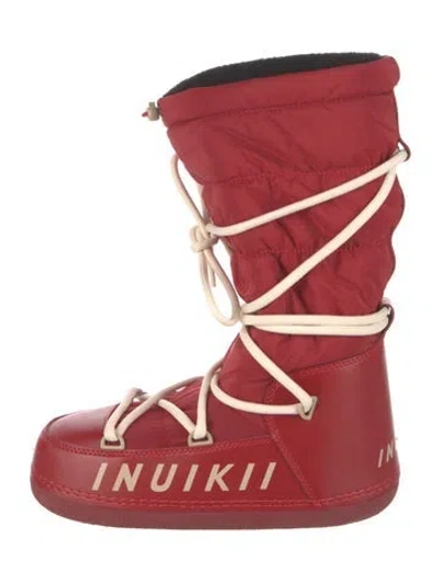 Pre-owned Inuikii Leather Lace-up Boots In Red