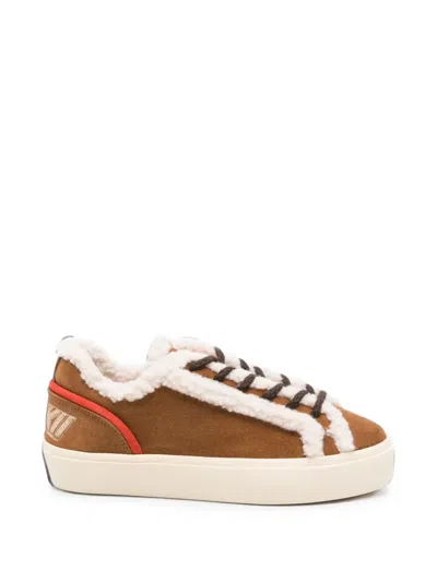 Inuikii Lila Shearling-trim Sneakers In Brown