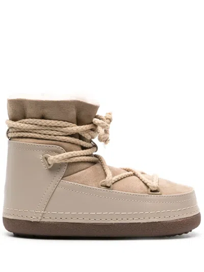 Inuikii Logo-print Leather Boots In Neutrals