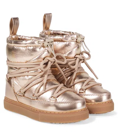 Inuikii Kids' Metallic Leather Snow Boots In White