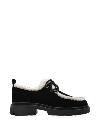 Inuikii Mocabee Curly Shearling-trim Ballet Flats In Black