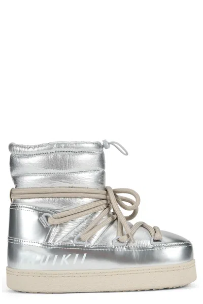 Inuikii Padded Mini Winter Boot With Shiny Finish In Silver