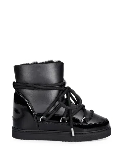 Inuikii Patent-panelled Lace-up Ankle Boots In Black