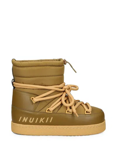 Inuikii Quilted Lace-up Boots In Green
